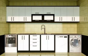 Straight Kitchen With Washing Machine