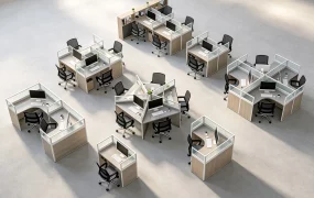 Modular Commercial Office Cubicle Workstation Set SketchUp 3D Model
