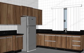 Modern Wooden L Shaped Kitchen Design