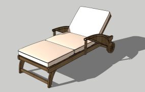 Wood Sun Lounger with Cushion