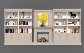 Bookcase With Fireplace