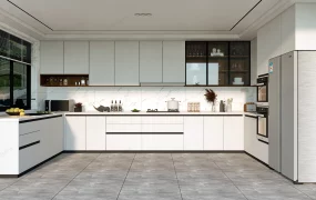 White U Shsped Kitchen Design