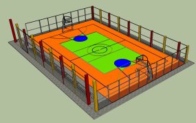 Outdoor Basketball Court with Wire Fence