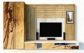 Orange TV Wall Unit Entertainment Center