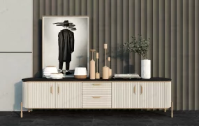 Accent Wall With Console Cabient