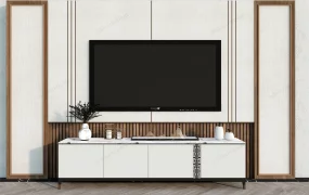 Tv Stand With Wall Panel