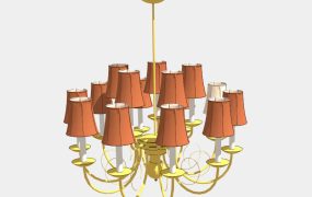Chandelier with Orange Lampshades