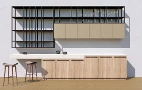 Modern Home Bar With Wall Shelves