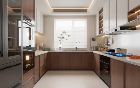 Narrow U Shape Kitchen Design