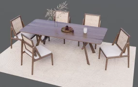 Dining Set With Rattan Chairs