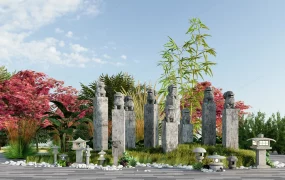 Chinese Garden Stone Hitching Post