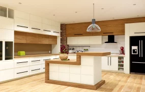 White And Wood Kitchen With Island