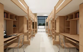 Modern Symmetrical 6 Person Student Dormitory Room SketchUp 3D Model