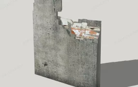 Damaged Cement Brick Wall