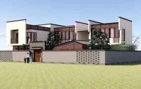 Modern Oriental Courtyard Villa With Inner Garden SketchUp 3D Model
