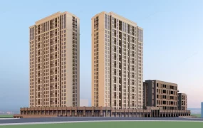 Modern High Rise Residential And Commercial Podium Complex SketchUp 3D Model