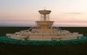 Large Round Sandstone Water Fountain