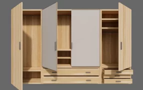 Modern Modular Timber Wardrobe Cabinet With Storage Drawers SketchUp 3D Model