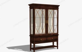 Wood Display Cupboard With Drawers