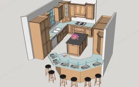 Kitchen With Island And Breakfast Nook