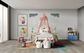 Children's Canopy Bed Nursery Interior