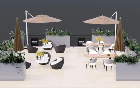 Modern Outdoor Cafe Seating Area