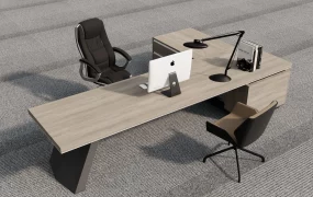 Modern L Shaped Executive Desk Setup SketchUp 3D Model