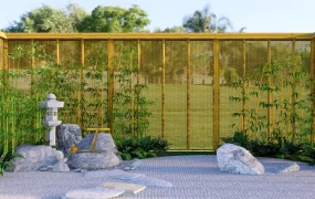 Small Zen Garden With Bamboo Fence