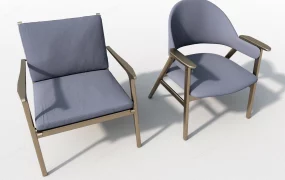 Modern Minimalist Lounge Armchair Set SketchUp 3D Model