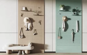 Modern Pegboard Entryway Organizer SketchUp 3D Model