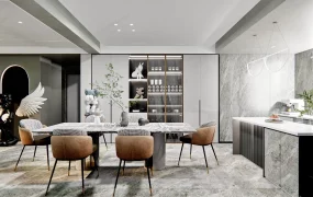 Modern Dining Room With Bar Design