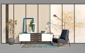 Living Room Accent Wall & Sideboard