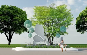 Large Flower Sculpture Public Art Installation