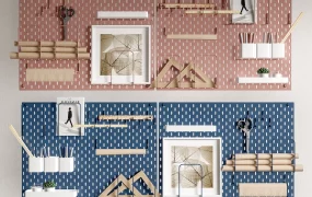 Modern Modular Workspace Pegboard Organizer SketchUp 3D Model
