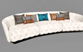 Modern Curved Tufted Sofa