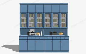 Blue Bookcase With Doors