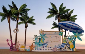 Tropical Summer Beach Photo Backdrop SketchUp 3D Model