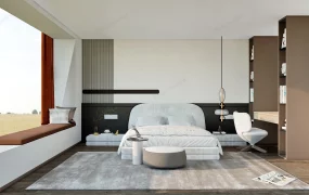 Bedroom With Office Space Design