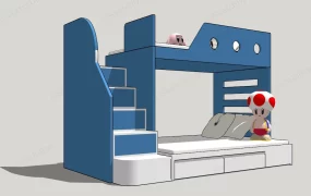 Blue Bunk Bed With Stairs