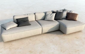 Cream Fabric Sectional Sofa Set