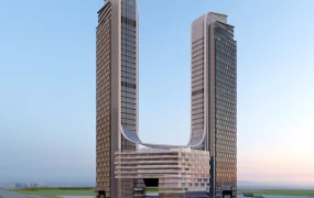 Modern Twin Tower Skyscraper Complex