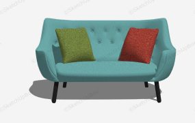 Light Blue Fabric Loveseat
