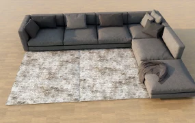 Brown Fabric Sectional Sofa