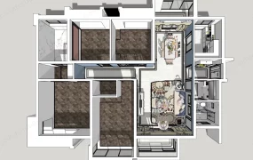 4 Bedroom Apartment House Plan