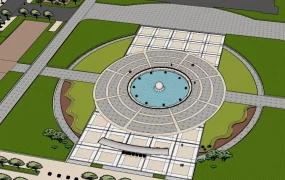 Public Plaza Design With Fountain