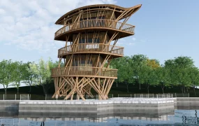 Waterfront Wooden Observation Tower