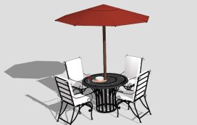 Outdoor Dining 6 Piece Set with Umbrella