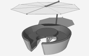 Round Outdoor Sofa with Umbrella