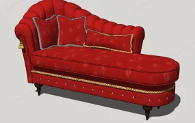 Red Velvet Chaise Longue