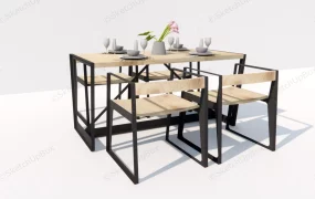 Industrial Dining Set For 4